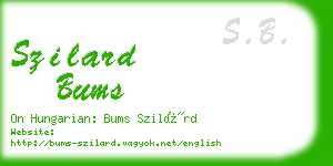 szilard bums business card